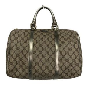 Gucci GG Plus GG Supreme 193603 Beige And Dark Brown Leather